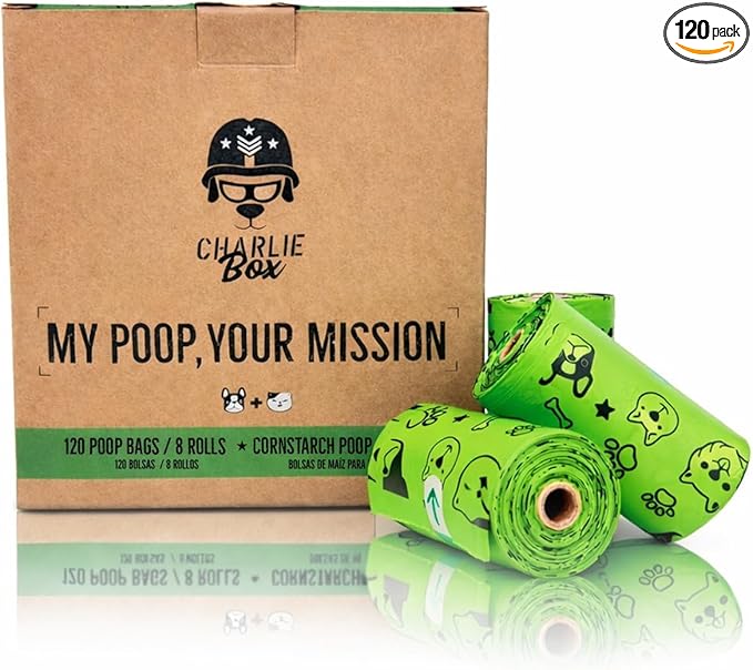 Certified Compostable Dog Poop Bags – ASTM D6400 Plant-Based Cornstarch Biodegradable Pet Waste Bags, Extra Thick Leak-Proof, Fits Standard Dispensers (120)