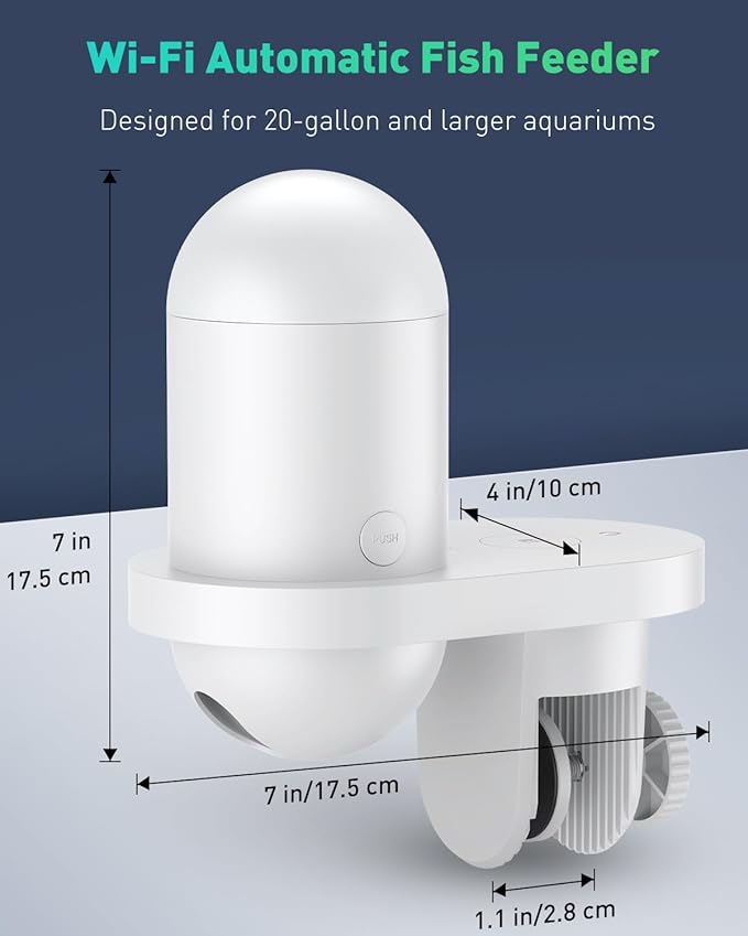 Pawfly WiFi Automatic Fish Feeder for Aquariums, Smart Auto Fish Food Dispenser with App Control 2.5 K HD Video & Timer, 230 mL Vacation Feeder for Powder Pellets & Small Pillars, USB Powered