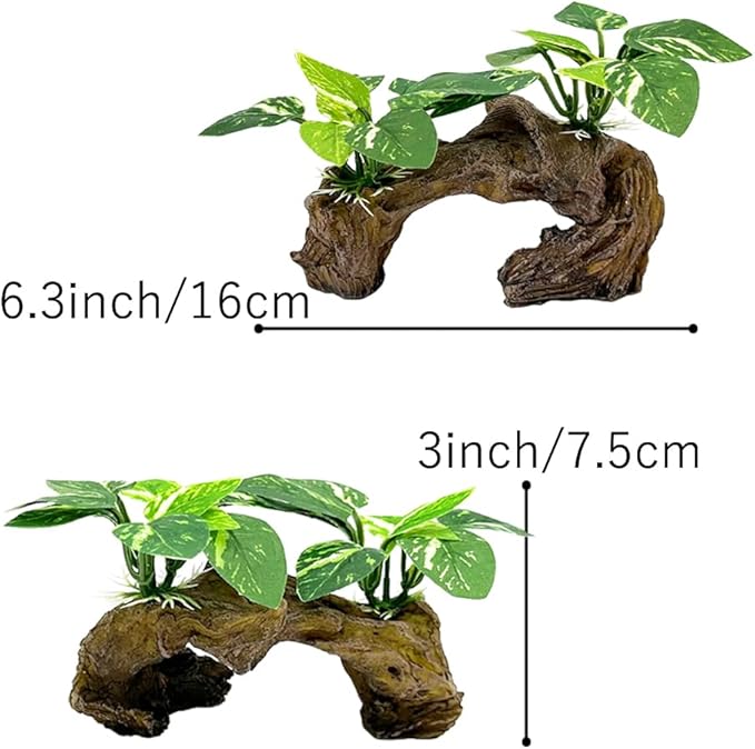 Fish Tank Decorations Aquarium Decor Ornaments Betta Silk Leaf pad Hammock Artifical Driftwood Cave Goldfish Bowl Accessories (Type-D)