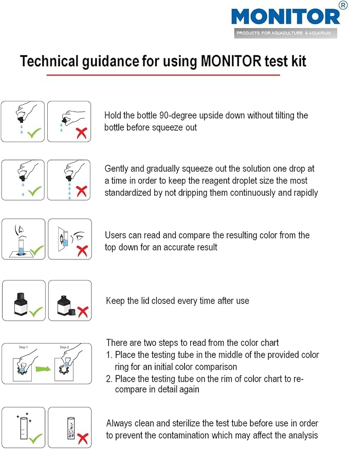 Monitor Chlorine Test KIT (250 Tests) - Monitor Aquarium and aquaculture Water Quality