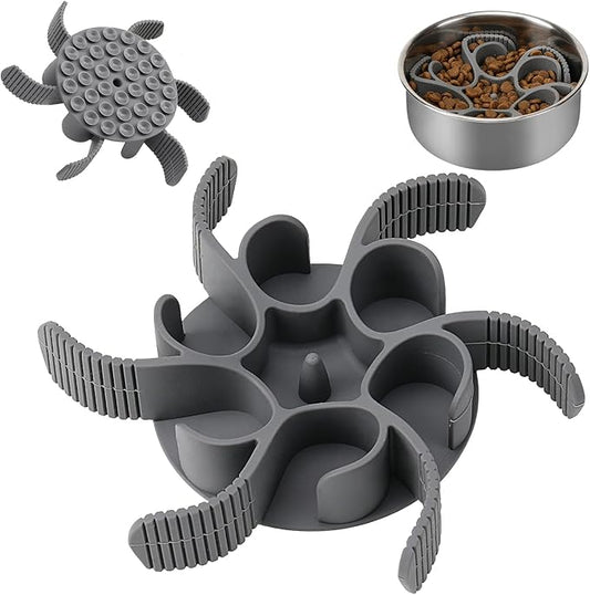 Anipaw Dog Slow Feeder Bowls Silicone Spiral Pet Food Feeder Insert to Slow Down Eating for Large Medium Small Breed Dogs Perfect with Stainless Steel Glass Ceramic Pet Bowls (Grey)