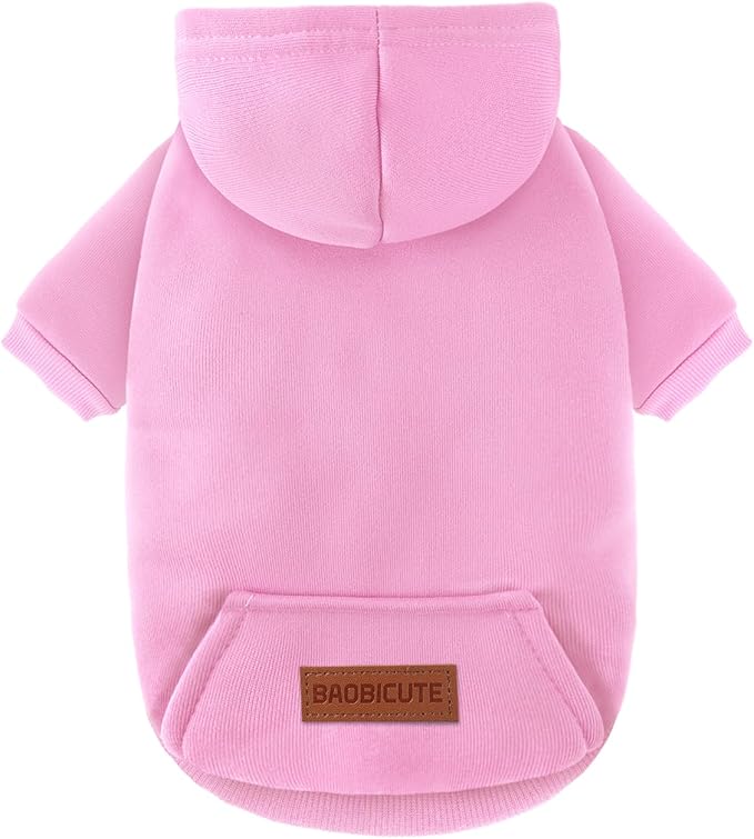 2 Pack Dog Hoodie Warm Hood Dog Sweater Cold Weather Small Dogs Sweatshirt Comfort Pet Clothes for Small Medium Dogs with Pockets (Pink, XXS (Back: 5.9",Chest: 10.6", 0.8-1.8lbs))