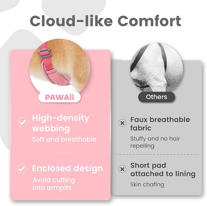Pawaii No Pull Dog Harness with Pet ID Tag,Reflective Strips No Choke Front O Ring Breathable Mesh Adjustable Soft Padded Pet Vest with Easy Control Handle for Medium Dogs