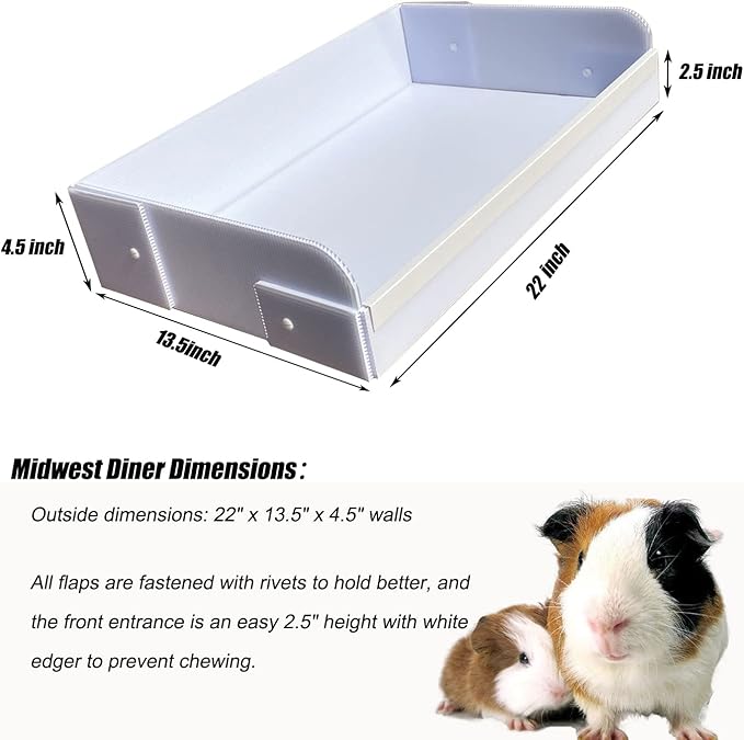 Andescobo Guinea Pig Litter Box Guinea Pig Kitchen for All C&C and Midwest Cages,Guinea Pig Hay Box Keep The Guinea Pig Cage Clean and Tidy. White