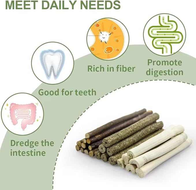 300g Guinea Pig & Rabbit Chew Toys with Apple & Timothy Sticks - Prevent Overgrown Teeth with Sweet Bamboo Treats - Ideal Rabbit Treats Included