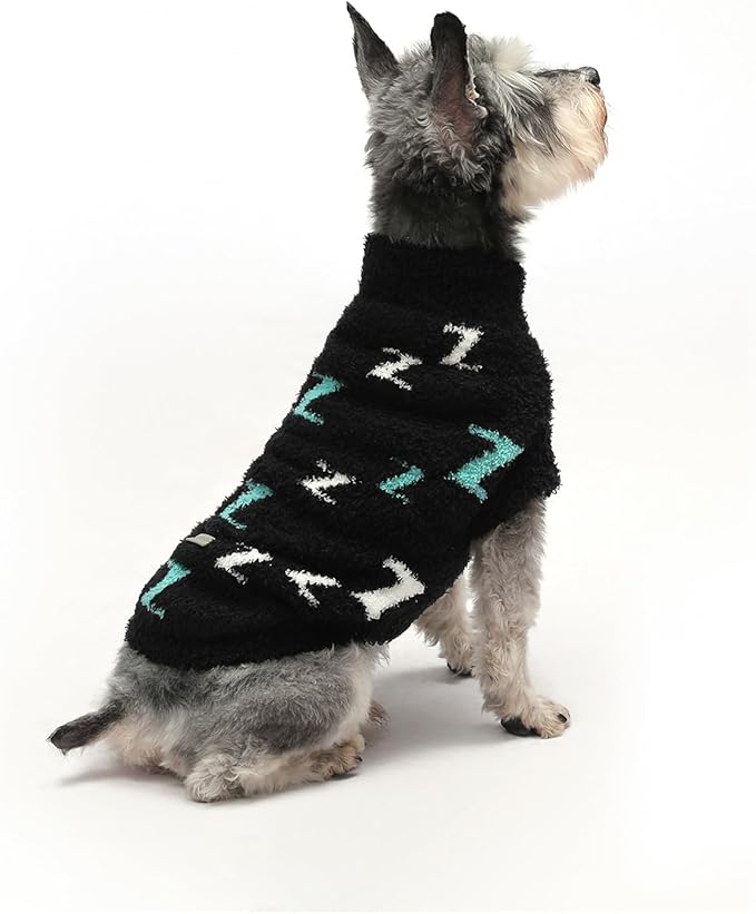 Dog Sweaters Dog Pullover Sweater Cold Weather Cable Knitwear Thick Warm Outfits for Medium Dogs Large Dogs (Black-XL)