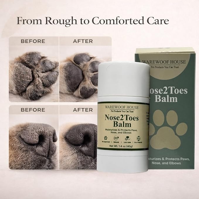 Dog Paw Balm Stick – Lick-Safe Moisturizer & Protector for Dry Cracked Paws, Nose & Elbows | Hot Pavement, Snow & Salt Shield | Beeswax, Coconut Oil & Oat Extract | 1.4 oz