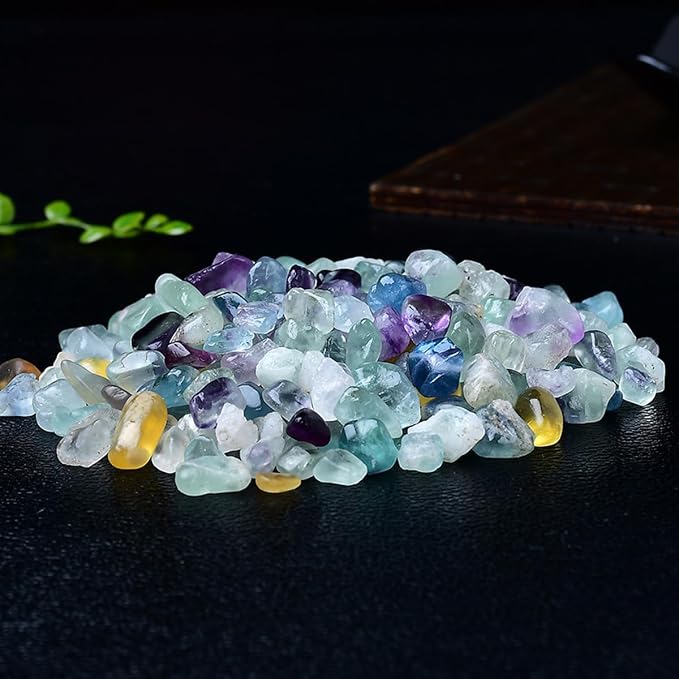 Erliway Rainbow Fluorite Crystal Chips Bulk for Vase Filler, 0.5 lb 7-9 mm | Natural Crushed Crystal Stone for Spell Jar, Aquarium Gravel, Reiki Healing Meditation, Jewelry Making, Resin Art, Home Décor