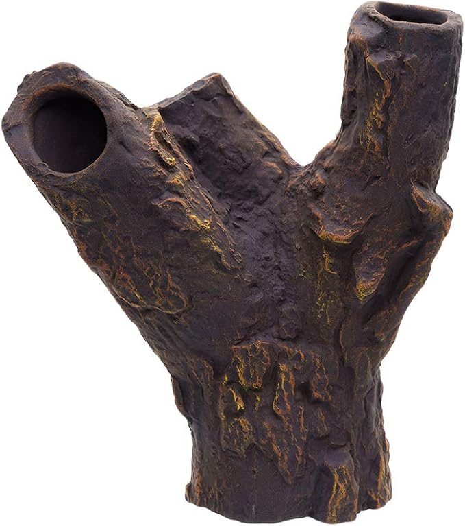Aquarium Ceramic Decorations Cave Betta Stone Decor - Aquarium Fish Tank Hideway Decor for breeding Cichlids Plecos Betta Toys Hideout (Snag)