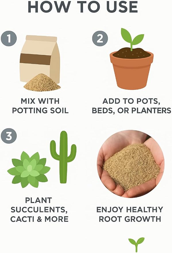 Horticultural Coarse Desert Sand for Plants – Washed Drainage Sand for Succulents, Cactus & Bonsai | Potting Grit for Soil Mix, Terrariums, Aquariums, & Top Dressing (2 Quarts, 6 lbs)