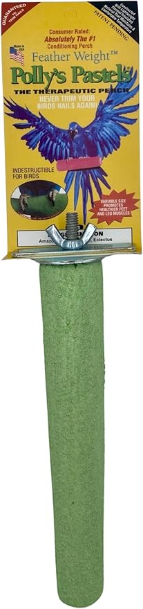 Polly's Pastels Nail Trimming & Beak Conditioning Safety Perch for Cockatiels, Cockatoos, Macaws, Parakeets, Budgies, Parrots and All Other Birds (Green, Large-1 1/2