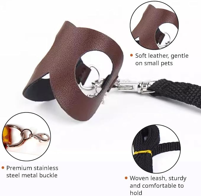 MANON ROSA Sugar Glider Harness & Leash Set - Escape-Proof 3-Piece Adjustable Vest for Squirrels Rats Mice Mouse & Small Animals - Hamster Gerbil Walking Gear, Pet Toy Accessories, Brown