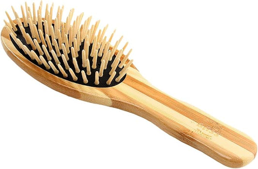 BASS Brushes THE Green PET Oval Brush, Bamboo-Stiped Finish, Small
