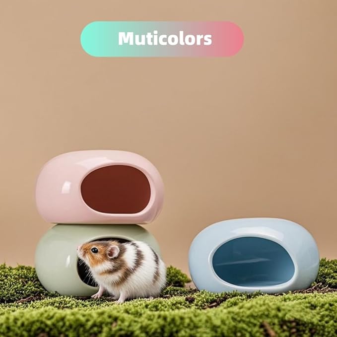 Ceramic Hamster Hideout Large Cool Summer Cute Guinea Pig Bed House for Dwarf Hamsters, Mices, Gerbils and Small Pets (Pink,L)