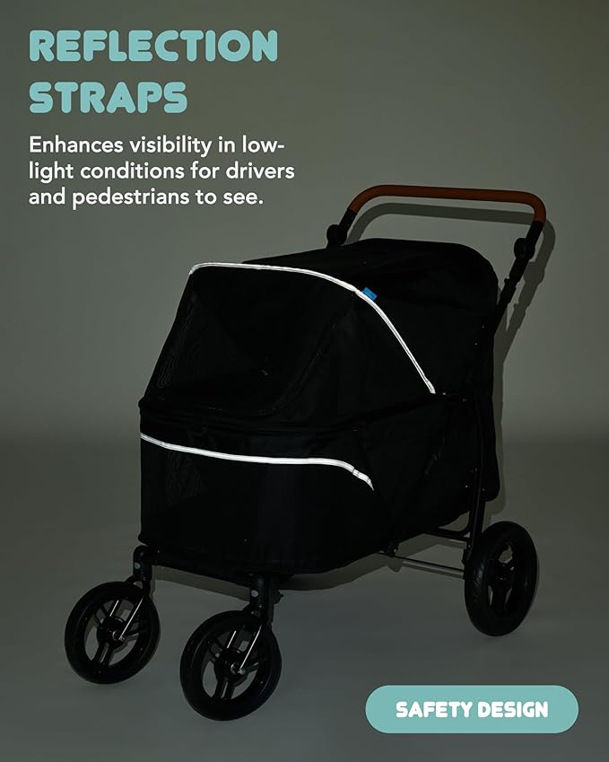 Zoosky Pet Stroller for Large Dogs up to 110lbs, Large Pet Stroller for Multiple Pets, All-Terrain with Adjustable Handle & Mesh Dual-Window, 1680D Waterproof Oxford Fiber