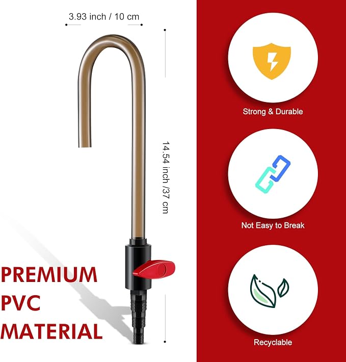 Dreyoo Aquarium Water Changer Hook with Flow Switch for 1/2 5/8 3/4 Hose | Suit for 1/2'', 5/8"3/4"Tubing, Curved Hands Free Design, Prevent Water Spill, Hot Bent PVC, Ideal for Freshwater Tank
