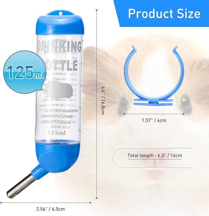 Small Animals Moon Bottle, Bunny & Hamster Water Bottle, Suitable for Rabbits, Chinchillas, Guinea Pigs, Gerbils & More (4.2 oz)