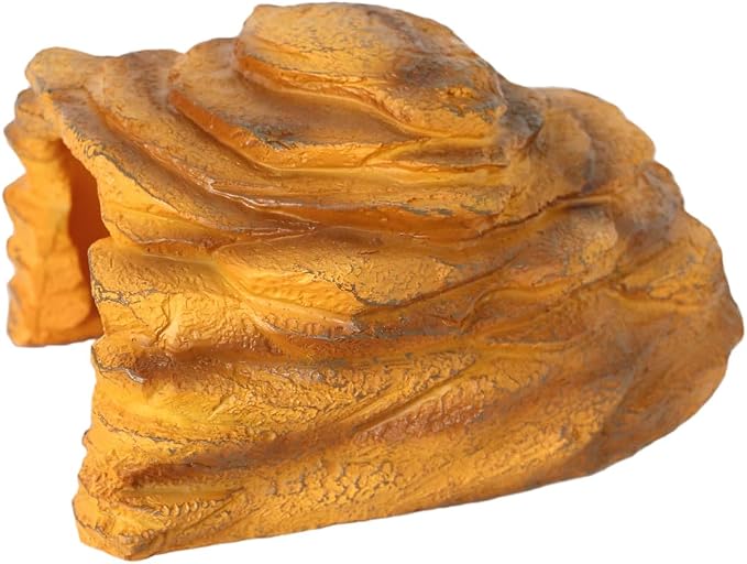 Resin Reptile Hideout,Large Rock Cave Habitat Decor for Reptile and Amphibians.Rock Basking Platform,Terrarium & Aquarium Decor for Bearded Dragons,Lizards,Snakes,Turtles,Gecko,Tortoises,Small Animals