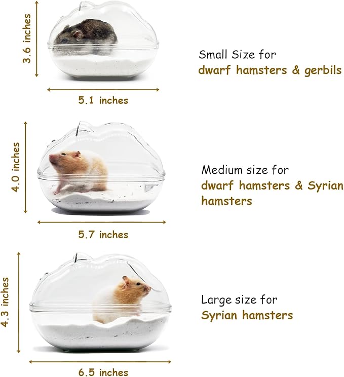 Hamster Sand Bath Container, Hamster Sand Bath Box, Hamster Sand Bathtub with Cleaning Scoop, Big Space, Avoid Kicking Sand Out, Easy to Clean, Perfect for Dwarf Hamster, Syrian Hamster(Large)
