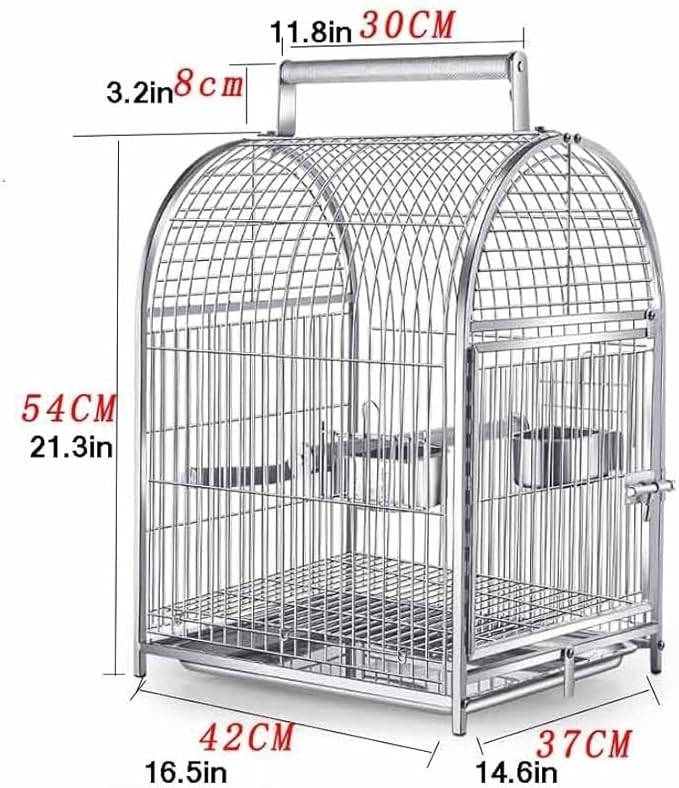 Parrot Parakeet Cage Stainless Steel Breathable Travel Cage Wrought Iron Bird Carrier Parrot Bird Cage for Extra Small Finch Zoo Love Bird Parakeets, Lovebirds, African Grey, Conure
