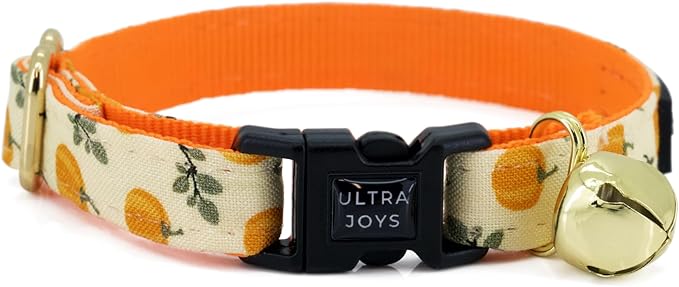 Ultra Joys Breakaway Cat Collar with Bells - Boy & Girl Kitten Collar - Pumpkin Small