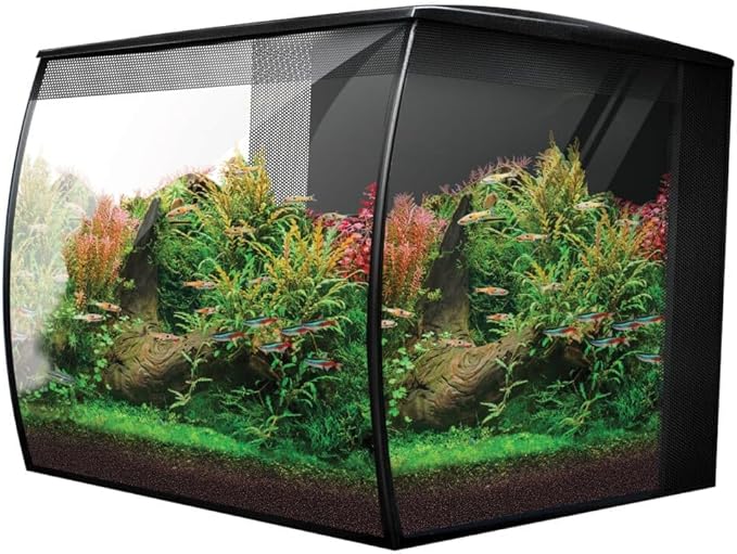 Fluval Flex 2.0 Aquarium Kit - Freshwater Fish Tank with Curved Glass - Includes 7500K LED Light, Lid and 3-Stage Filtration System (9 Gallon)