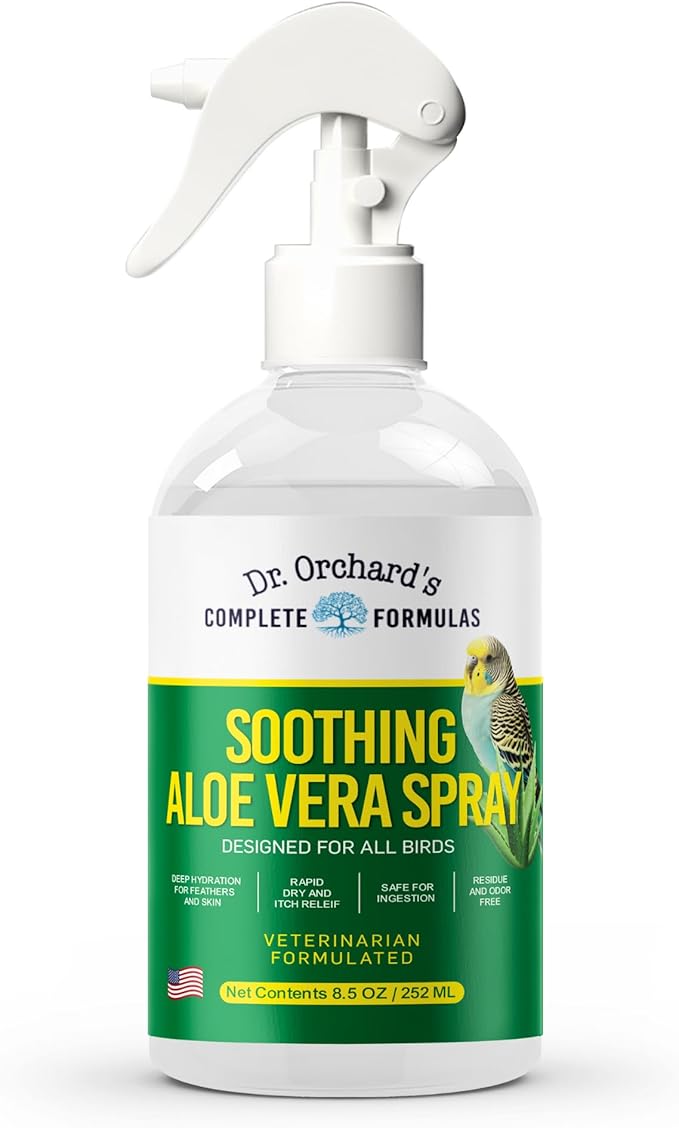 Dr. Orchard's Aloe Vera Bird Spray, Natural Bath Solution for All Birds, Itch Relief, Deep Hydration, Safe for Ingestion, Residue Free, 8.5 oz