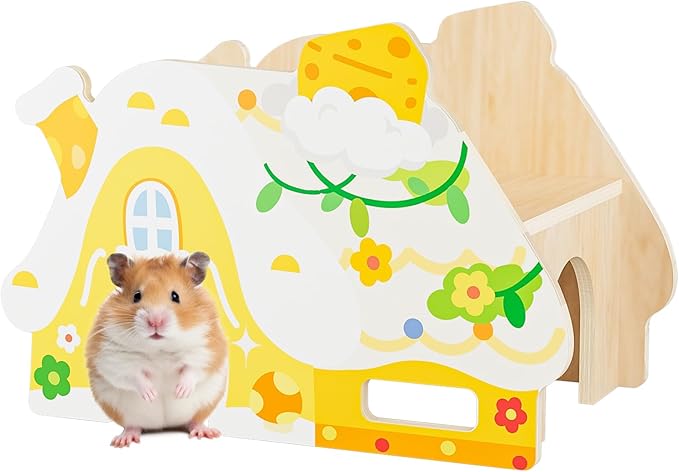 mini&moe Hamster Hideout - Hamster Houses and Hideouts with Window Small Animals Cage Accessories with Paltform for Rat Gerbils and Other Small Pets