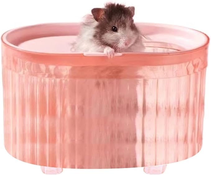 Hamster Sand Bath Container with Climbing Ladder - Panoramic Transparent Chinchilla Dust Bath House Splash-Proof Bathing Hamster Litter Box(Red)