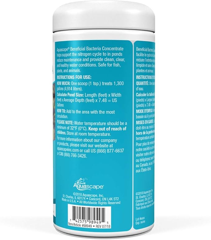 Aquascape Beneficial Bacteria Concentrate for Pond and Water Features, 1.1-Pound, 98949