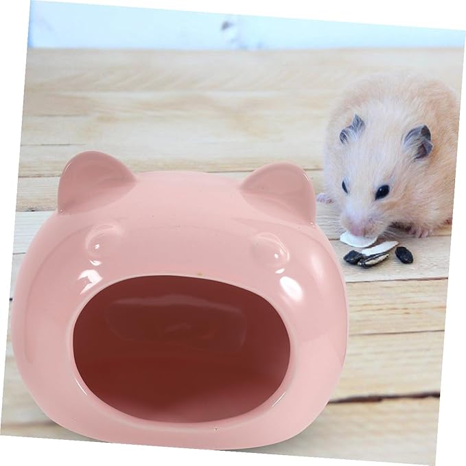 TOYANDONA Ceramic Hamster Hideout Small Animal House Lightweight Portable Pet Hideout Hut Cozy Bed for Hamsters Gerbils Mice and Guinea Pigs Small Light Pink