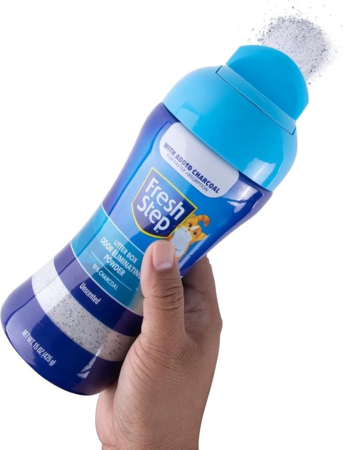 Fresh Step Litter Box Charcoal Odor Eliminator Powder, Cat Litter Deodorizer Additive to Help Absorb and Control Strong Litter Box Odors for Cleaner Smelling Homes, 15 Oz - 2 Pack