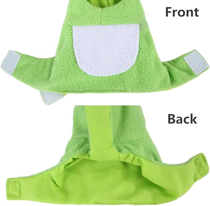 Sun Conure Bird Diaper Flight Suit Frog Shape Hoodie Cosplay Photo Prop for Parrots African Greys Parakeet Cockatiel, Bird Hoodie Small Animals Apparel (L)