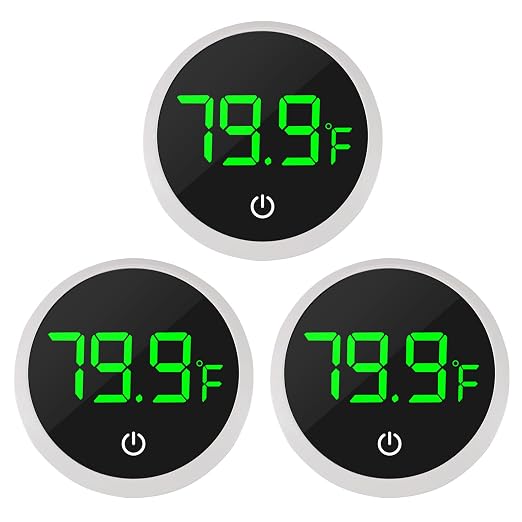 3Pcs Digital Aquarium Thermometer Fish Tank Digital LED Display Thermometer Fahrenheit Aquarium Temperature Sensor with LED Touch Screen for Aquarium Glass Containers Plant Reptile Turtle Tank