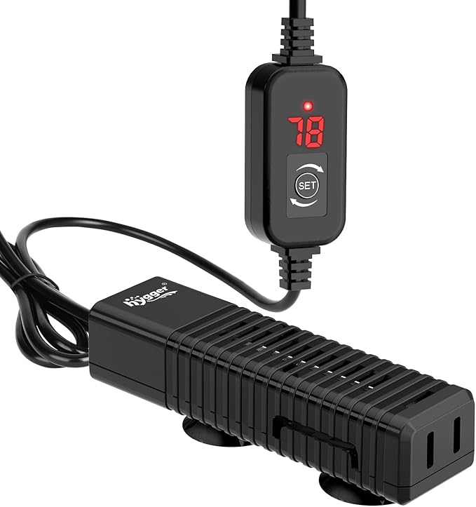 hygger Nano Submersible Aquarium Heater for 10-15 Gallon Fish Tank Betta Heater with Digital Display, Adjustable Temperature Controller 75Watt