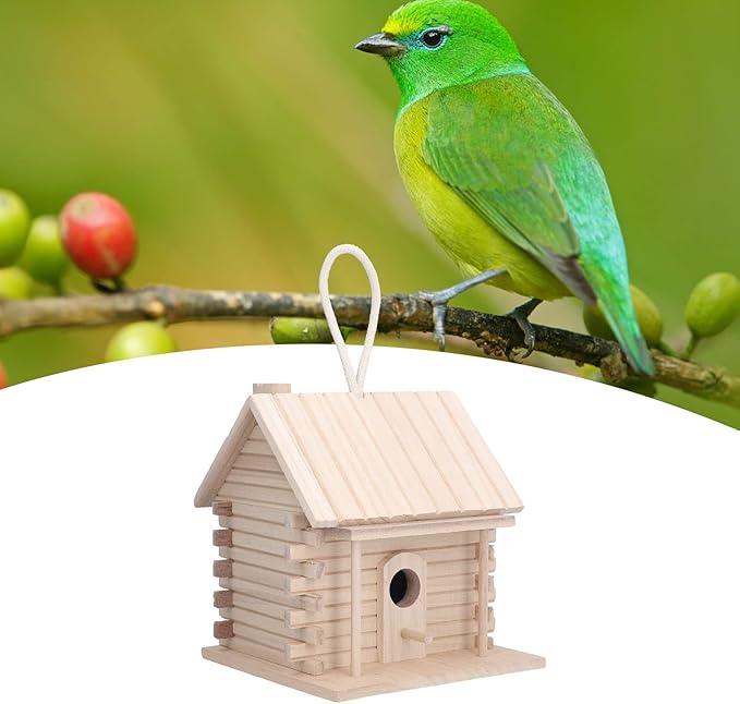 Wooden Birdhouse, Unpainted Bird Nest DIY Kit Paint Hanging Mini Bird Houses for Outside DIY Crafts Indoor Outdoor Nesting Box Garden Decoration