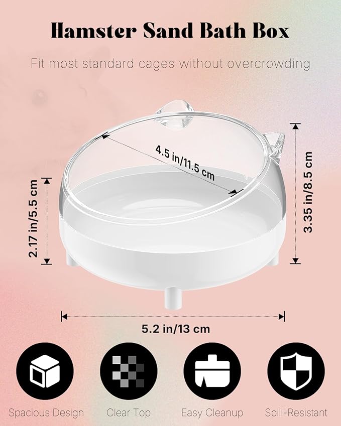 Pawfly Hamster Sand Bath Container, Hamster Sand Bath Box, Hamster Bathtub, Hamster Bathroom, Hamster Toilet, Plastic Dust Bath for Dwarf Hamsters, Syrian Hamster, Mice, Gerbils & Small Animal, White