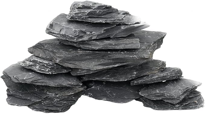 Unocho Natural Slate Stone Reptile Basking Platform Rock 10lb Fish Tank Rocks for Aquascaping Terrarium Decoration&Reptile Habitats Tortoise Enclosures(2-6 inches)