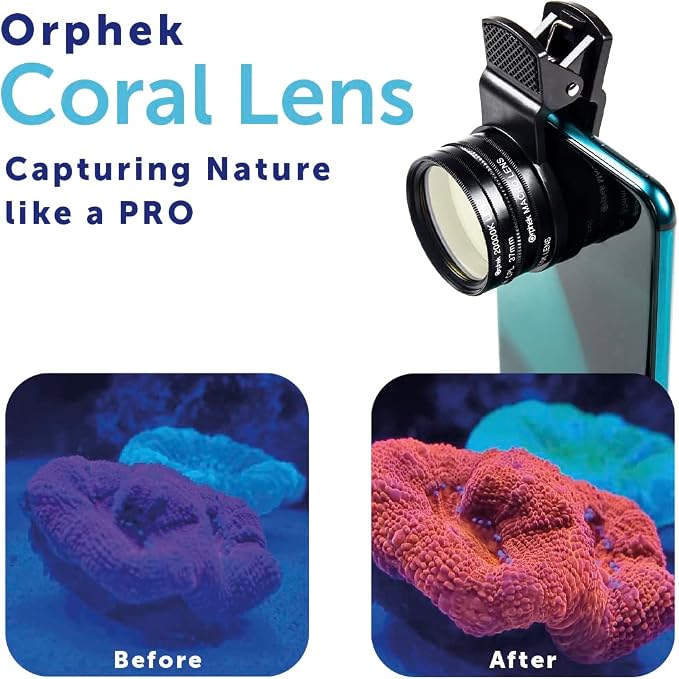 Orphek Extra Wide Coral Lens – Kit for DSRL 52mm and All Smartphones – 4 Included: Macro, CPL 52mm Polarized, 15,000k Orange, 20,000k Yellow – Lens Made of Glass – for Better Photography!