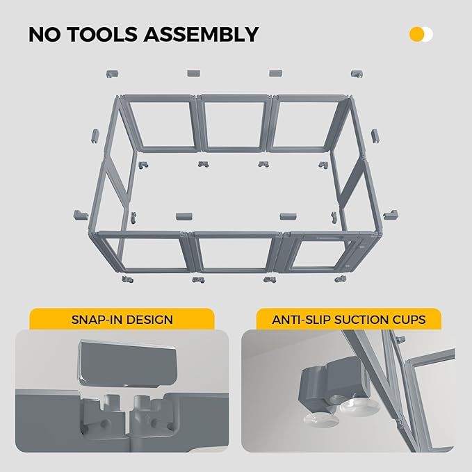 Everfront Clear Dog Play Pen - Easy Assemble Durable Plastic Acrylic Dog Playpen - Dog Playpen Indoor, Puppy Playpen, Cat Playpen, Small Animal Playpen, Dog Play Pen Indoors (Grey, 30.3" H, 10PCS)
