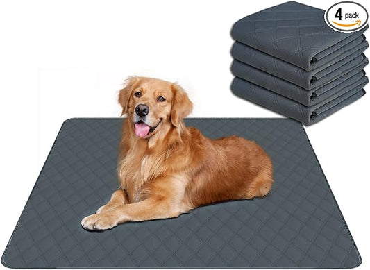 RIOUSSI Washable Pee Pads for Dogs, Reusable, Absorbent, Leakproof, Non Slip Pet Puppy Pads for Potty Training. Dark Gray, 36x41 Inch(4pack)
