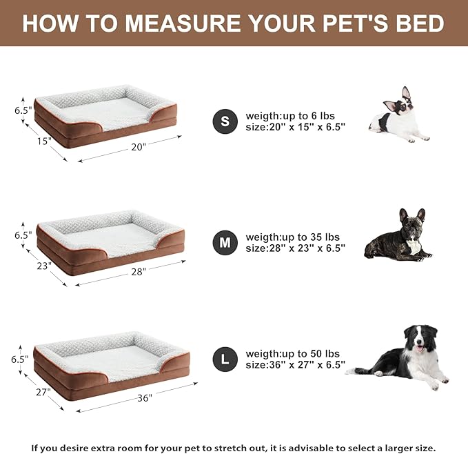 LEXTRO Orthopedic Dog Bed for Large Dogs, Egg Crate Foam Bed for Large Dogs, Equipped with Removable Waterproof Pillow Cover and Anti-Slip Bottom, Pet Bed