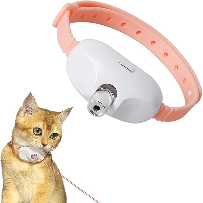 Automatic Cat Laser Toy Collar, Wearable Interactive Cat Toys with LED Light for Indoor Cats Kitten, USB Rechargeable, Hands-Free Electronic Amusing Gifts for Cat Lovers