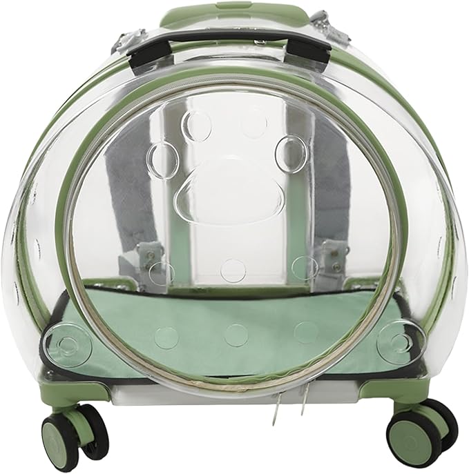 Cat Backpack Carrier, Transparent & Breathable Cat Carrier with Wheels, Large Space Bubble Pet Backpack for Kitty Dog Bunny Up to 20lbs, Multiple Carrying Options, Perfect for Traveling/Taking a Walk