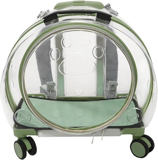 Cat Backpack Carrier, Transparent & Breathable Cat Carrier with Wheels, Large Space Bubble Pet Backpack for Kitty Dog Bunny Up to 20lbs, Multiple Carrying Options, Perfect for Traveling/Taking a Walk