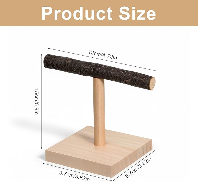 Bird Perch Stand Bird Training Stand Portable Tabletop Parrot Stands Natural Wood Parakeet Perches for Parakeets Cockatiels Conures Macaws Finches Lovebirds