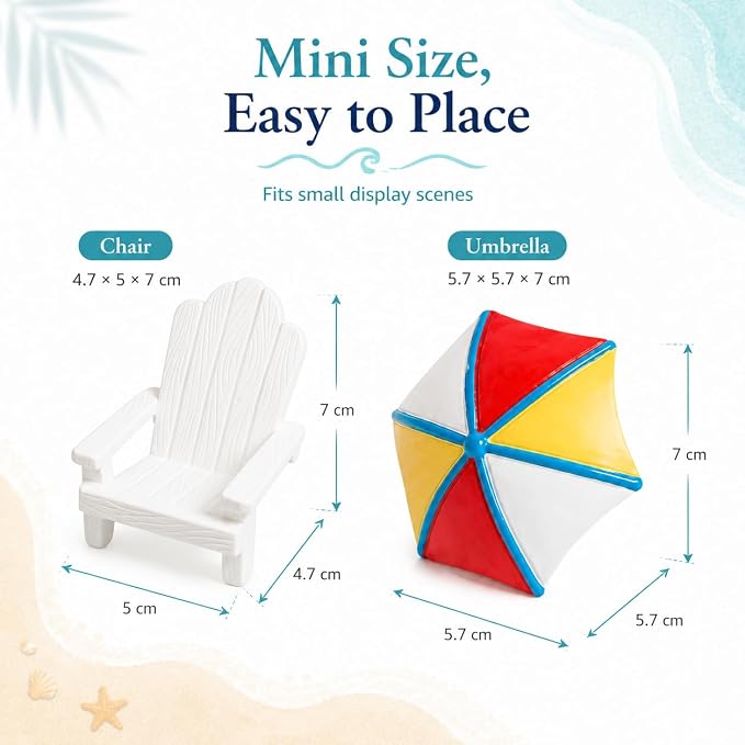 Garneck 2pcs Miniature Mini Beach Chair Furniture Terrariums Decoration Aquarium Ornament Mediterranean Figurines Umbrella Summer Home Accents Decor Mini Desktop Decor Rocking Chair Cute