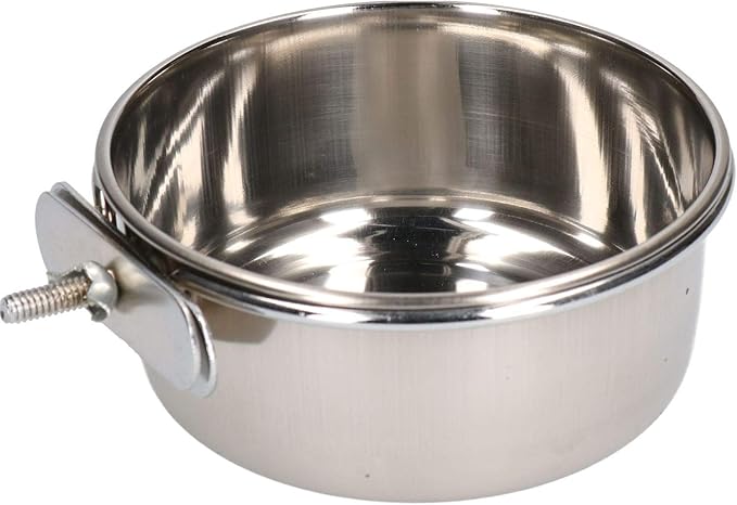 600ML Stainless Steel Small Animals, Dogs, Birds Coop Cup with Bolt On Holder