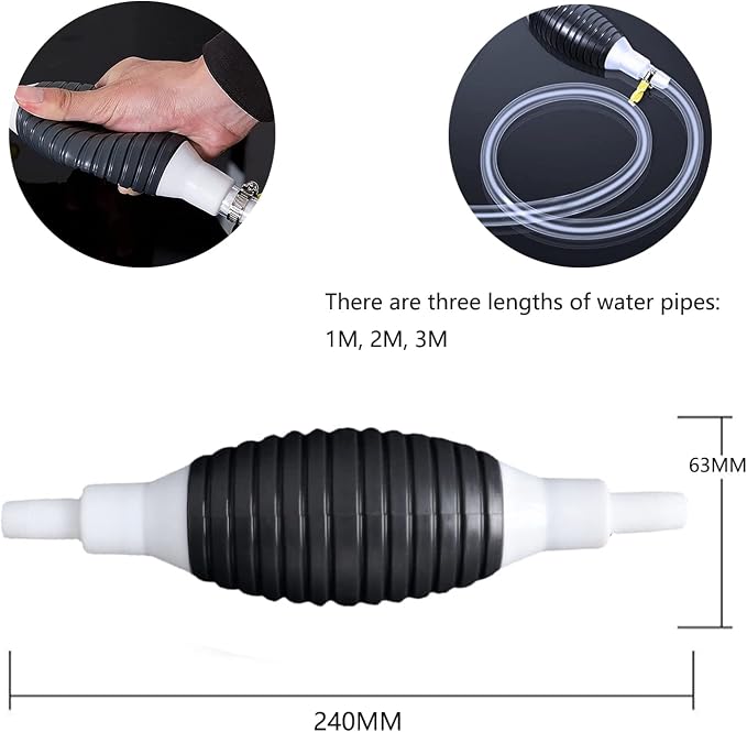 Multifunction Liquid Sucker Pump, Manual Fuel Transfer Pump Gasoline Siphone Hose, Portable Siphon Pump For Gasoline Diesel And Other Liquid Water, with 3.2/6.5/9.8ft Siphon Hose. (3.2 ft)