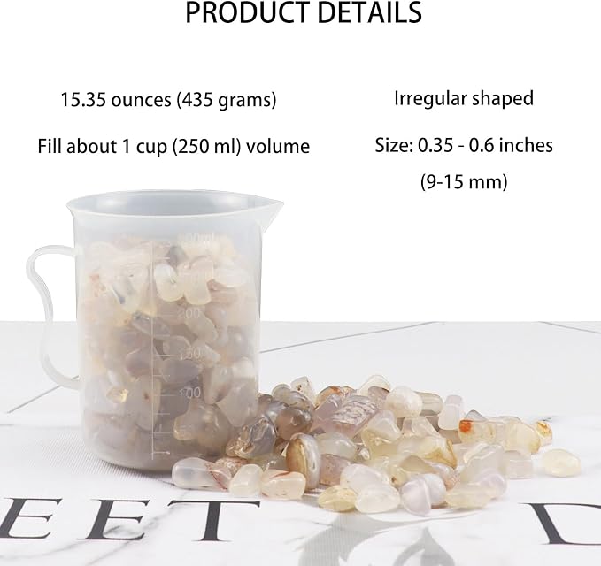 0.96LB Natural Crushed Stones Aquarium Gravel Vase Filler Succulent Rocks Fish Tank Decor Pebbles Polished Irregular Shaped Bulk - White